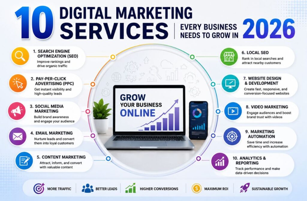 10 Digital Marketing Services Every Business Needs to Grow in 2026