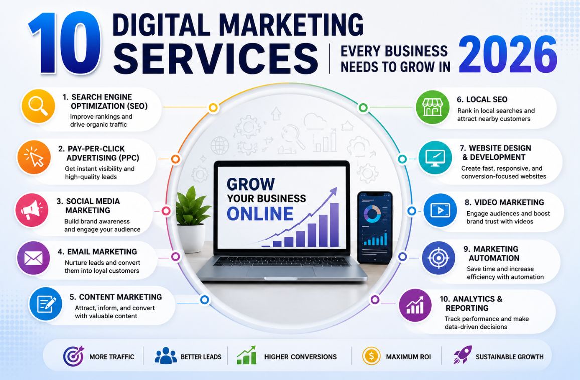 10 Digital Marketing Services Every Business Needs to Grow in 2026